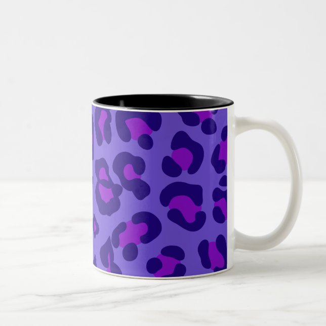 Caneca De Café Em Dois Tons Leopardo Roxo Elétrico (Direita)