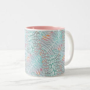 Caneca De Café Em Dois Tons Leopardo, tigre, pele, manchado, listrado, Turques