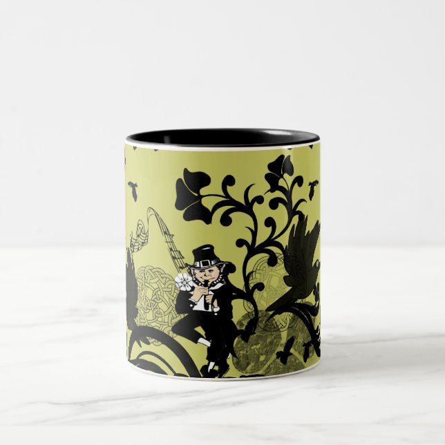 Caneca De Café Em Dois Tons Leprechaun em preto (Centro)