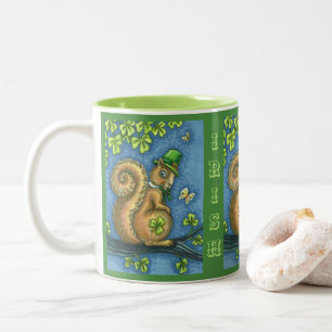 Caneca De Café Em Dois Tons LEPRECHAUN IRISH SQUIRREL, RUA. DIA DE PATRICK, So