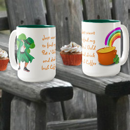 Caneca De Café Em Dois Tons Leprechaun Pote o'Dourado Rainbow Irish Café