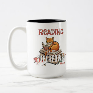 Caneca De Café Em Dois Tons Ler É Meu Superpoder Presente para Amantes de Gato