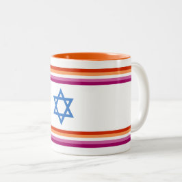 Caneca De Café Em Dois Tons Lesbian Israel Pride Flag