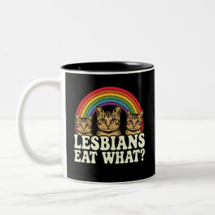 Caneca De Café Em Dois Tons Lésbicas Comem O Que Meme Vintage do Mês do Orgulh