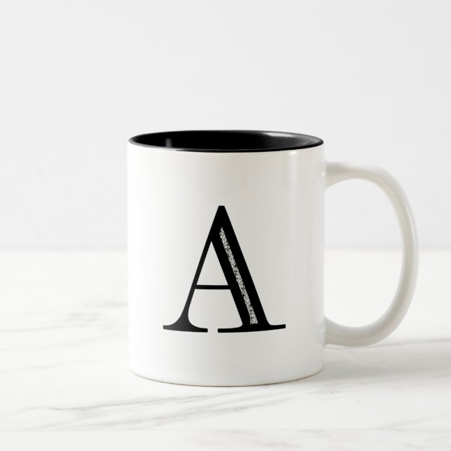 Caneca De Café Em Dois Tons Letra A do damasco - preto (Direita)