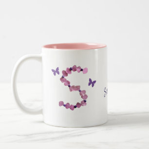 Caneca De Café Em Dois Tons Letra feminina rosa feminina S Monograma