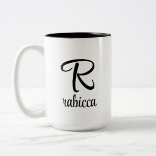 Caneca De Café Em Dois Tons letra inicial monograma logótipo café amarelo