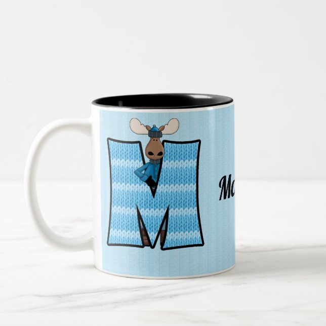 Caneca De Café Em Dois Tons Letra M, com o nome, do manso azul do miúdo (Esquerda)