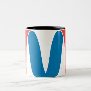 Caneca De Café Em Dois Tons Letra M Geométrica Negrito Estilizada Vermelha e A