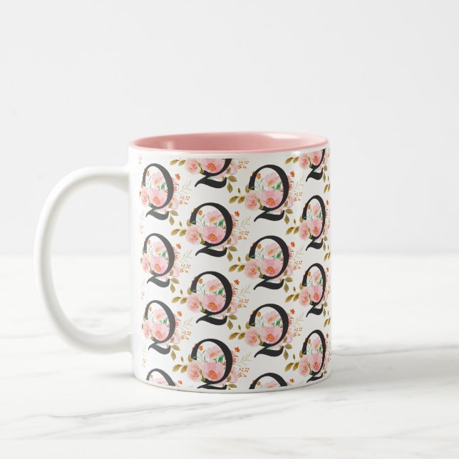 Caneca De Café Em Dois Tons Letra Q (Esquerda)