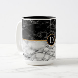 Caneca De Café Em Dois Tons Letra Trendent Black & White Marble Stone Add/Year