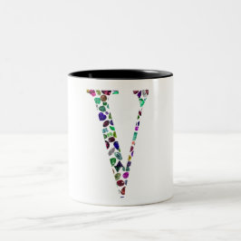 Caneca De Café Em Dois Tons Letra V Monograma