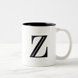 Caneca De Café Em Dois Tons Letra Z do damasco - preto