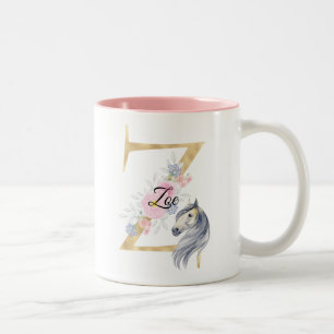 Caneca De Café Em Dois Tons Letra Z personalizada monograma com cavalo
