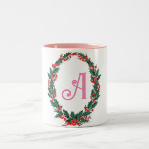 Caneca De Café Em Dois Tons Letras Coloridas Flores de Mola Aquarela