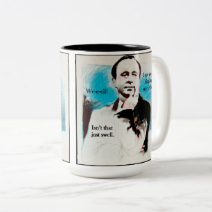 Caneca De Café Em Dois Tons Levantado acima no café