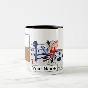 Caneca De Café Em Dois Tons Levantador de peso - Cartoon masculino