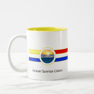Caneca De Café Em Dois Tons Levantamento do Oceano com Cores e faixas Primária