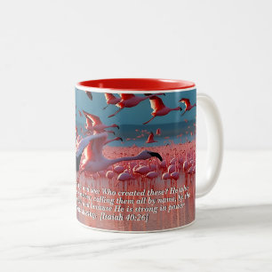 Caneca De Café Em Dois Tons Levante Os Olhos No Alto, Deus E Criação Verso
