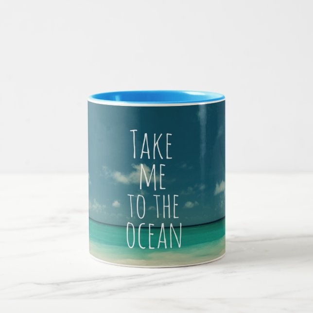 Caneca De Café Em Dois Tons Leve-me ao Oceano (Centro)