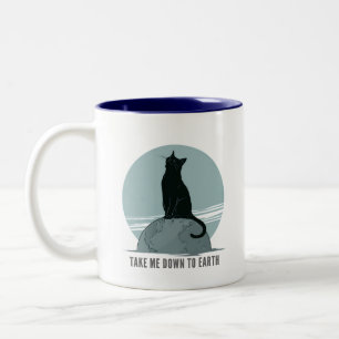 Caneca De Café Em Dois Tons Leve-me de Volta à Terra Gata Preta