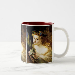Caneca De Café Em Dois Tons Leve o rosto justo da mulher