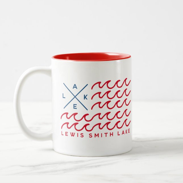 Caneca De Café Em Dois Tons Lewis Smith Lake Wave Flag Mug (Esquerda)