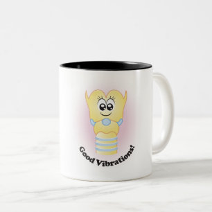 Caneca De Café Em Dois Tons Lexie Larynx "Boas Vibrações!"Mug De Café
