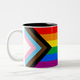 Caneca De Café Em Dois Tons LGBTQ+ Indicador do Orgulho de Progresso Coffee Mu