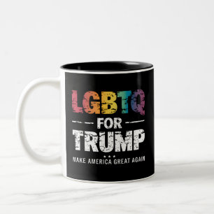 CANECA DE CAFÉ EM DOIS TONS LGBTQ PARA TRUMP GAY LÉSBICA PARA TRUMP 2024