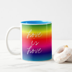 Caneca De Café Em Dois Tons LGBTQ Rainbow Love é Love