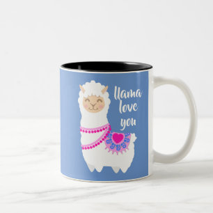 Caneca De Café Em Dois Tons Lhama ama você pun valentines
