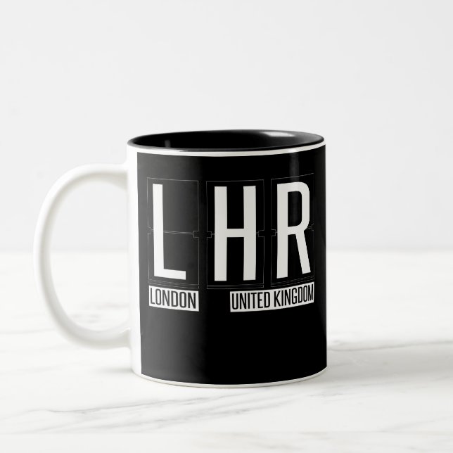 Caneca De Café Em Dois Tons LHR - Código BRITÂNICO do aeroporto de Londres (Esquerda)
