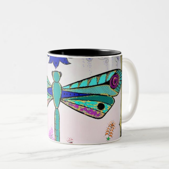 Caneca De Café Em Dois Tons Libélula (Frente Esquerda)