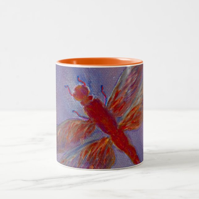 Caneca De Café Em Dois Tons Libélula brilhante do reflexo (Centro)