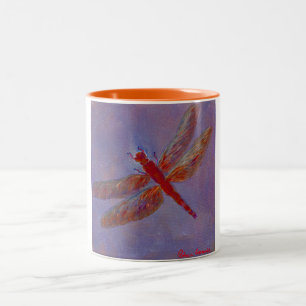 Caneca De Café Em Dois Tons Libélula brilhante do reflexo
