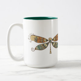 Caneca De Café Em Dois Tons Libélula Colorida Ornamental Monstruosa