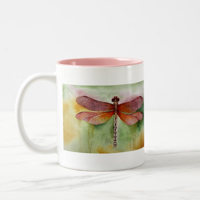 Caneca De Café Em Dois Tons Libélula do Pôr do Sol (Esquerda)