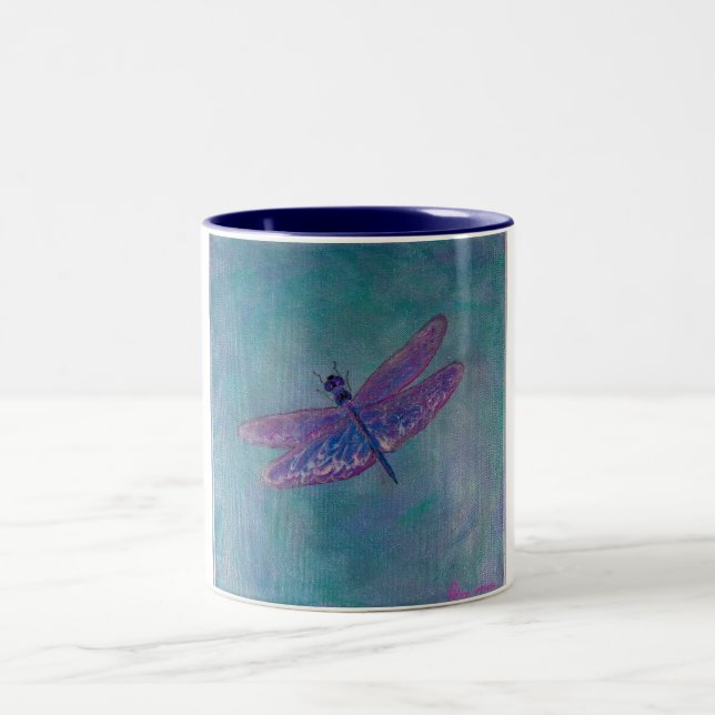 Caneca De Café Em Dois Tons Libélula do Skimmer do céu (Centro)