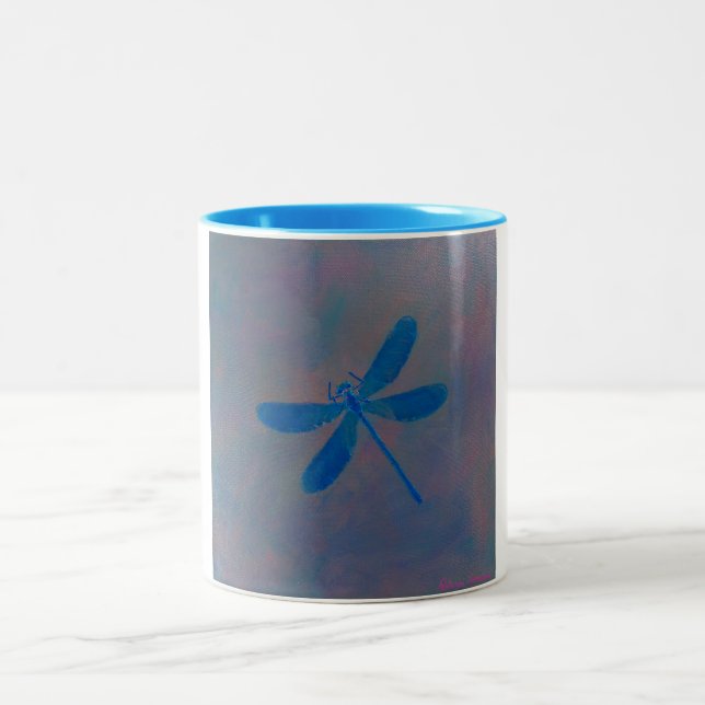 Caneca De Café Em Dois Tons Libélula ideal do índigo (Centro)