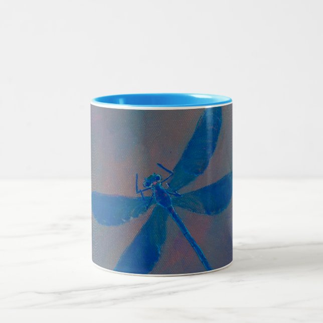 Caneca De Café Em Dois Tons Libélula ideal do índigo (Centro)