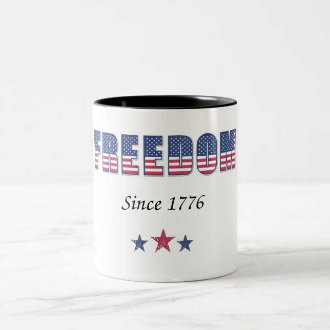 Caneca De Café Em Dois Tons Liberdade Americana 1776 (Centro)