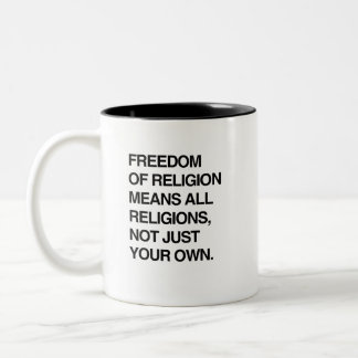 CANECA DE CAFÉ EM DOIS TONS LIBERDADE DE RELIGIÃO, TODAS AS RELIGIÕES