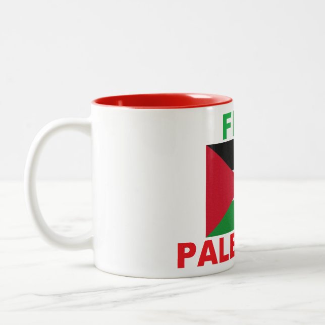 Caneca De Café Em Dois Tons Liberdade oficial Palestina Liberdade Gaza Bandeir (Esquerda)
