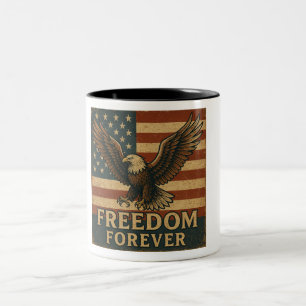Caneca De Café Em Dois Tons Liberdade para sempre - Mug de café da águia patri