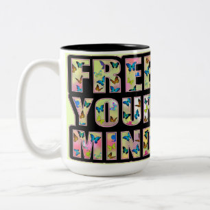 Caneca De Café Em Dois Tons liberte sua mente