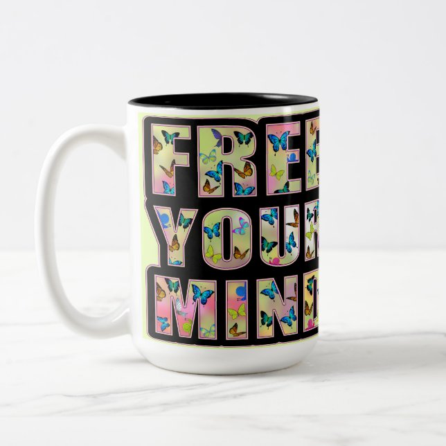 Caneca De Café Em Dois Tons liberte sua mente (Esquerda)
