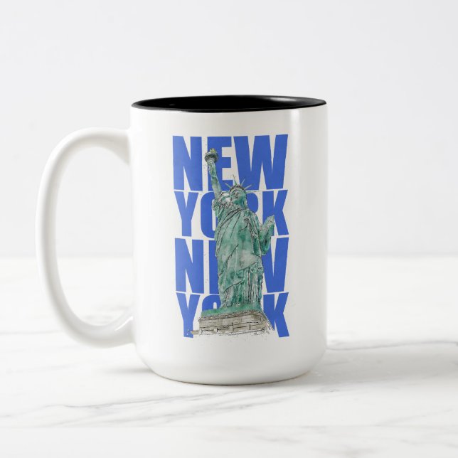 Caneca De Café Em Dois Tons Liberty Statue Nova Iorque (Esquerda)