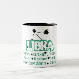 Caneca De Café Em Dois Tons Libra Zodiac - Sinal Traço
