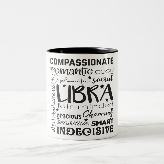 Caneca De Café Em Dois Tons Libra Zodiac Traits/Astrologia (Centro)